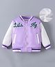 Kookie Kids Full Sleeves Bomber Jacket with Text Embroidery - Purple