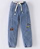 Kookie Kids Full Length Denim Jeans With Text Embroidery - Blue