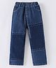 Kookie Kids Full Length Solid Colour Denim Jeans with Embroidery Detailing - Navy Blue