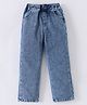 Kookie Kids Full Length Denim Jeans With Bear Patch - Blue
