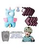 Neonate Care Baby Helmet(green jungle helmet) Baby Head Protection Cushion Backpack(unicorn head protector)With Knee pad(multicolor) and 10 pcs corner guards (pack of 4 utility items)