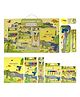 WISHKEY 41 Pieces Dinosaur Theme All-in-One Stationery Set, Stationery Items with Pencil Box, Notebook, Scale, Eraser, Sharpener, Crayons, Color Pencils, Color Pens, Pencils for Kids (Green, 6+ Years)