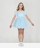GINI & JONY Frill Sleeves Sequin With Rhinestone Worked Dress - Blue