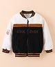 Kookie Kids Full Sleeves Front Open Fur Bomber Jacket with Text Embroidery - Black
