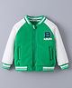 Kookie Kids Full Raglan Sleeves Bomber Jacket with Text Print - Green
