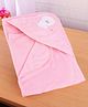 Simply Terry Cotton Knit Teddy  Print Towel & Wrapper with Hood  L 80 x B 80 cm - Baby Pink