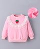 Kookie Kids Full Sleeves Top With Strawberry Embroidery & Frill Detailing - Pink