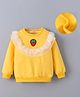 Kookie Kids Full Sleeves Top With Strawberry Embroidery & Frill Detailing - Yellow