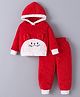 Kookie Kids Full Sleeves Hooded Winter Wear Suit With Animal Applique - Red & White