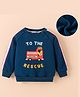 Kookie Kids Full Raglan Sleeves Winter T-Shirt With Text Print - Navy Blue