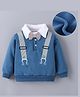 Kookie Kids Full Sleeves Collar Neck Winter T-Shirt With Suspenders Print - Royal Blue