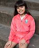 Nap Chief  Velvet Full Sleeves Unicorn Embroidered Hoodie With Shorts Set - Pink