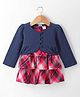 ToffyHouse 100% Woven Cotton Yarn Dyed Layered Frock With Checks & Full Sleeves Shrug - Navy & Red