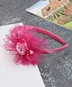 Yellow Bee Ruffle Flower With Pearl Detailed Hair Band - Fuchsia