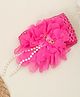 Yellow Bee Ruffle Flower & Pearl Detailed Headband - Fuchsia