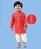 EARTHY TOUCH Single Jersey Knit Full Sleeves Kurta Dhoti Set With Foil Print - Red