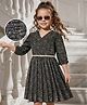 Hola Bonita Knitted Full Sleeves Party Dress With Shimmer Design - Black