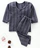 Tiny Bugs Full Sleeves Striped Thermal Set - Grey
