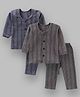 Tiny Bugs Pack Of 2  Full Sleeves Striped  Thermal Set - Grey