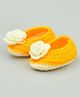 Funkrafts Handmade Crochet Woollen Floral Booties - Yellow