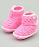 Funkrafts Woollen Handmade Crochet Booties - Pink