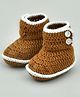 Funkrafts Woollen Handmade Crochet Booties - Brown