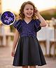 Hola Bonita  Frilled Sleeves Sequined Embroidered Jacket With Satin Party Wear Dress - Purple