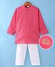 Saka Designs Cotton Woven Full Sleeves Kurta Pyjama Set with Floral Foil Print - Dark Pink