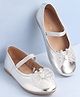 Pine Kids Bow & Stone Detailing Ballerinas with Velcro Closure - Silver