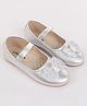 Pine Kids Bow & Stone Detailing Ballerinas with Velcro Closure - Silver