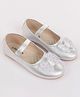 Pine Kids Bow & Stone Detailing Ballerinas with Velcro Closure - Silver