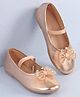 Pine Kids Bow & Stone Detailing Ballerinas with Velcro Closure - Golden