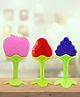 Kidbea Apple, Strawberry & Grapes Shape Silicone Baby Teether - (Red, Pink, Blue)