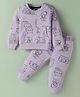 Evimo Looper Knit Full Sleeves T-Shirt & Joggers Set with Ice Cream Print - Lilac