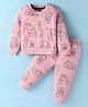 Evimo Looper Knit Full Sleeves T-Shirt & Joggers Set with Ice Cream Print - Pink
