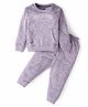 Evimo Looper Knit Full Sleeves T-Shirt & Joggers Set with  Elephant Print - Lilac