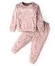 Evimo Looper Knit Full Sleeves T-Shirt & Joggers Set with  Elephant Print - Peach