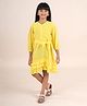 Kiddopanti Three Fourth Sleeves Solid Ruffle Detailed Dress - Yellow