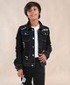 Kiddopanti Full Sleeves Patch Detailed Denim Jacket - Black