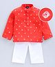 JAV Creations Full Sleeves Bandhani Printed Kurta Pyjama Set - Orange