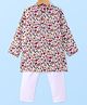 CrayonFlakes Cotton Full Sleeves Floral Printed Kurta Pyjama Set - White