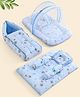 ZOE Bedding Set, Sleeping Bag & Mosquito Net Gadda Combo Set of 3 Bear & Mushroom Print - Blue