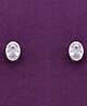 KAI JEWEL -  Casual Silver Stud Earrings - Crystals Oval - Silver