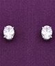 KAI JEWEL -  Casual Silver Stud Earrings - Oval Crystal Cuts - Silver