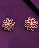 KAI JEWEL - Minimalistic Pink Blooms Silver Earrings - Silver
