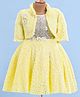 Enfance Full Sleeves Sequin & Glitter Detailed Dress With Shrug - Lemon