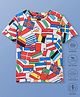 Pine Active Knit Half Sleeves Flags Printed T-Shirt - Multicolour