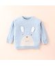 Toffy House Knitted Full Sleeves Pullover Sweater with Bear & Cable Knit Design - Sky Blue