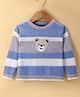 Toffy House Knitted Full Sleeves Pullover Sweater with Stripes Design & Animal Patch Detailing - Light Blue
