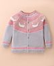 ToffyHouse Knitted Full Raglan Sleeves Cardigan Swan Design - Grey
